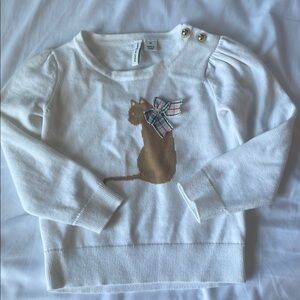 White Cat Print Kids Top
